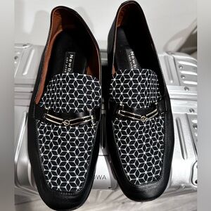 Black and White Geometric Loafers